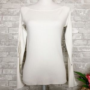WORTH NEW YORK | Ivory Ribbed Long Sleeve Top Med